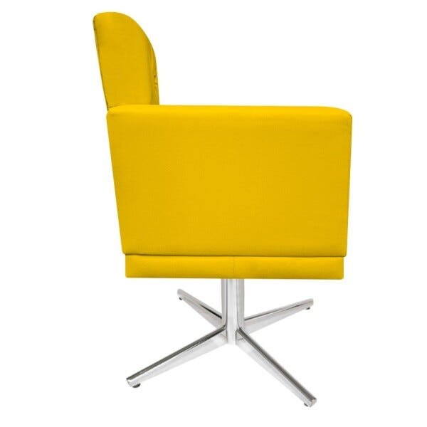 kit 04 Poltronas Fernanda Base Giratória de Metal Corano Amarelo - STS Móveis - 4