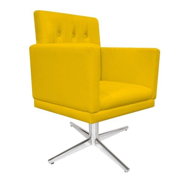 kit 04 Poltronas Fernanda Base Giratória de Metal Corano Amarelo - STS Móveis - 3