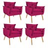 Kit 4 Poltronas Opala Palito Mel Suede Pink - Sts Móveis - 1