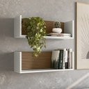 Ver imagem 7 de Kit 2 Nichos de Parede 60 Cm 14064 Off White Cristal Ripado Madeira Dmad