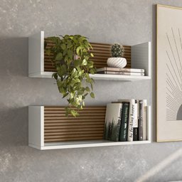 Kit 2 Nichos de Parede 60 Cm 14064 Off White Cristal Ripado Madeira Dmad - 7
