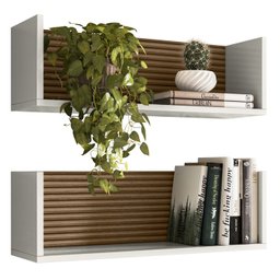 Kit 2 Nichos de Parede 60 Cm 14064 Off White Cristal Ripado Madeira Dmad - 2