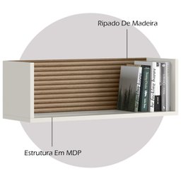 Kit 2 Nichos de Parede 60 Cm 14064 Off White Cristal Ripado Madeira Dmad - 3