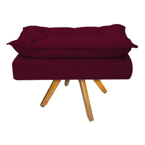 Kit Namoradeira, 02 Poltronas e Puff Opala Base Giratória de Madeira Suede Bordô - STS Móveis - 4