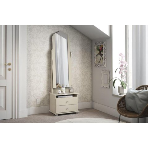 Toucador / Mesa de Cabeceira New com Espelho Grande Articulado Cor Off White