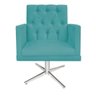 Poltrona Fernanda Base Giratória de Metal Suede Azul Turquesa - STS Móveis - 1