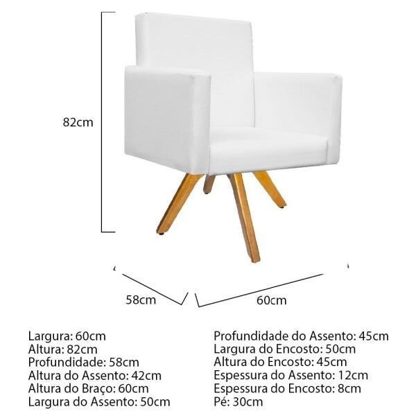 Kit Namoradeira, 02 Poltronas Beatriz e 02 Puff Sofia Base Giratória de Madeira Corano Branco - - 5