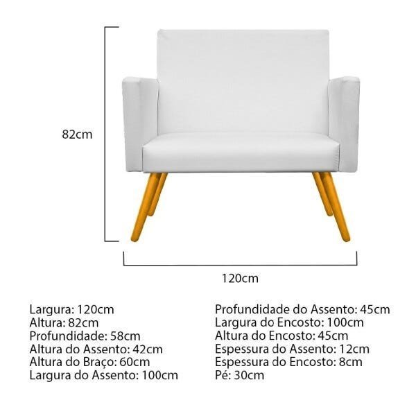 Kit Namoradeira, 02 Poltronas Beatriz e 02 Puff Sofia Base Giratória de Madeira Corano Branco - - 6