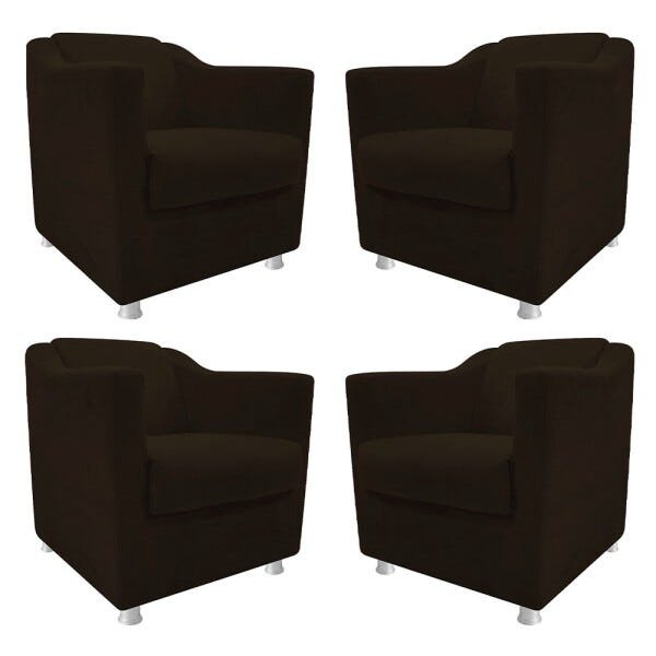 kit 04 Poltronas Decorativas Tilla Corano Marrom - STS Móveis - 1
