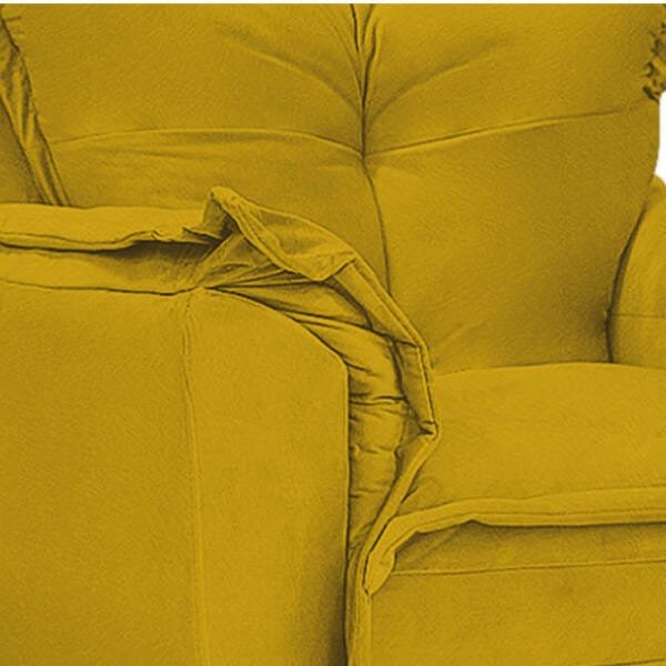 Poltrona Opala Base Giratória de Madeira Suede Amarelo - Sts Móveis - 5