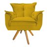 Poltrona Opala Base Giratória de Madeira Suede Amarelo - Sts Móveis - 2