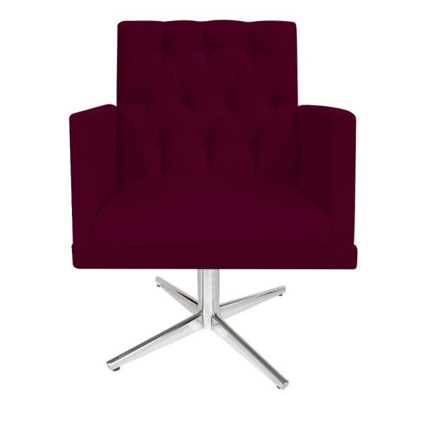 Poltrona Fernanda Base Giratória de Metal Suede Bordô - STS Móveis - 1