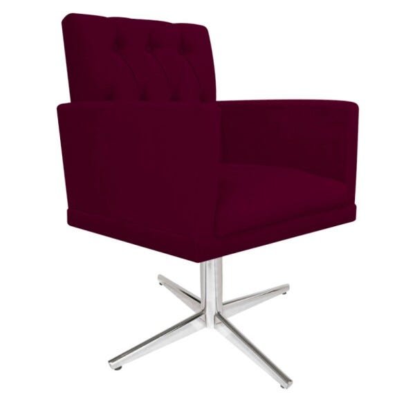 Poltrona Fernanda Base Giratória de Metal Suede Bordô - STS Móveis - 2