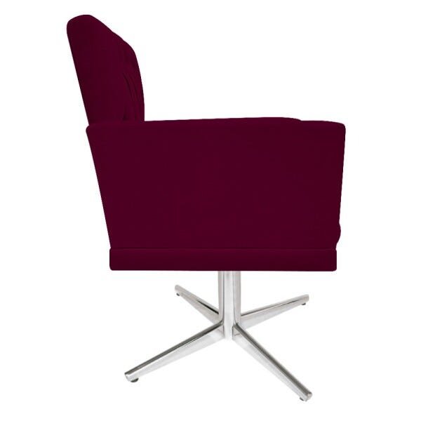 Poltrona Fernanda Base Giratória de Metal Suede Bordô - STS Móveis - 3