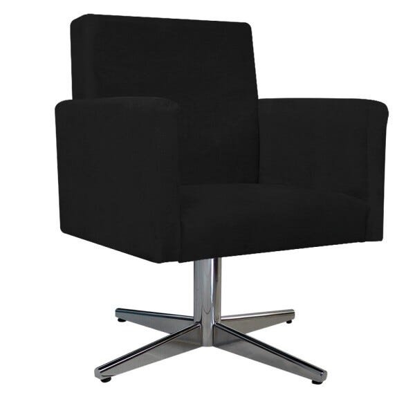 Kit Namoradeira e 02 Poltronas Beatriz Base Giratória de Metal Suede Preto - STS Móveis - 2