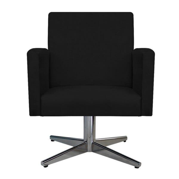 Kit Namoradeira e 02 Poltronas Beatriz Base Giratória de Metal Suede Preto - STS Móveis - 6