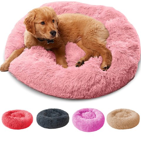 Caminha Nuvem Pet Lorben Redonda Pelúcia Cachorros Gatos Tamanho G 60x60cm Rosa