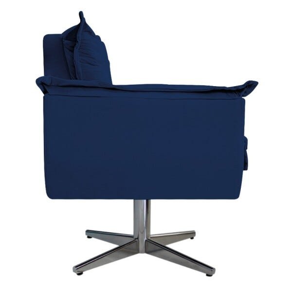 Kit 4 Poltronas Opala Base Giratória de Metal Suede Azul Marinho - Sts Móveis - 4
