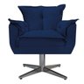 Kit 4 Poltronas Opala Base Giratória de Metal Suede Azul Marinho - Sts Móveis - 3