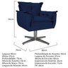 Kit 4 Poltronas Opala Base Giratória de Metal Suede Azul Marinho - Sts Móveis - 5
