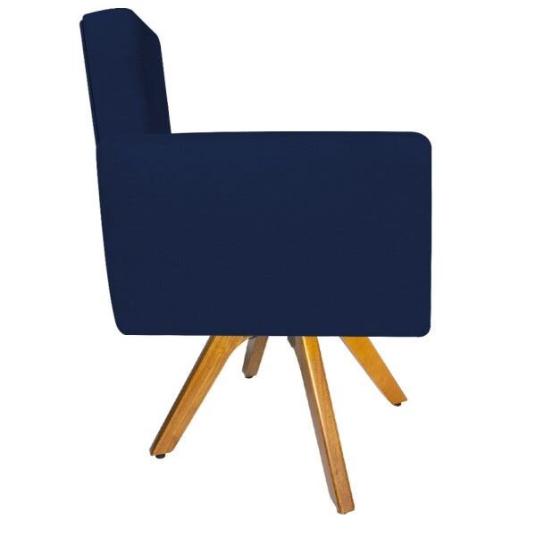 Kit 04 Poltronas Beatriz Base Giratória de Madeira Suede Azul Marinho - STS Móveis - 4