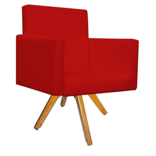 Kit Namoradeira e 02 Poltronas Beatriz Base Giratória de Madeira Corano Vermelho - STS Móveis - 2