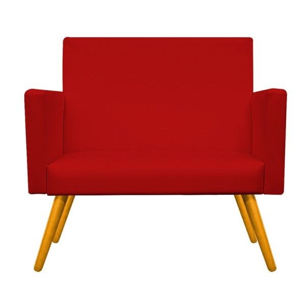Kit Namoradeira e 02 Poltronas Beatriz Base Giratória de Madeira Corano Vermelho - STS Móveis - 3