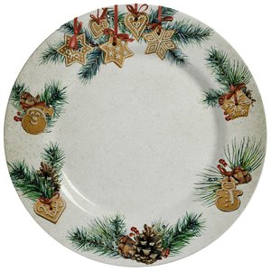 Jogo de Pratos Natal Raso Gingerbread C/6 Pçs Primeira Linha