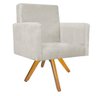 Kit 04 Poltronas Beatriz Base Giratória de Madeira Suede Bege - STS Móveis - 2