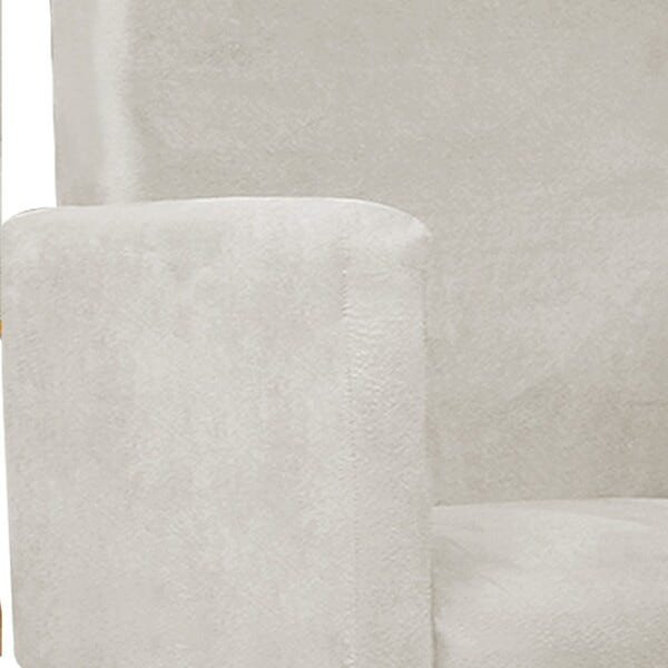 Kit 04 Poltronas Beatriz Base Giratória de Madeira Suede Bege - STS Móveis - 6