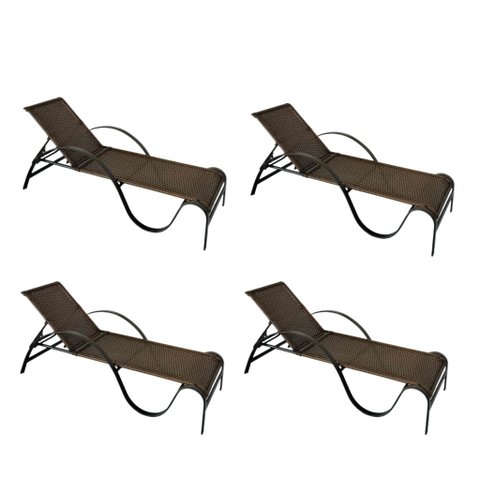 Kit 4 Espreguiçadeiras Cabo Frio Fibra Sintética Uv Marrom