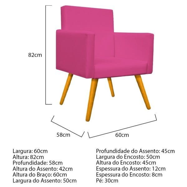 Kit Namoradeira, Poltrona Beatriz e Puff Sofia Palito Mel Corano Pink - STS Móveis - 5