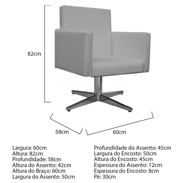 Poltrona Beatriz Base Giratória de Metal Corano Cinza - STS Móveis - 4