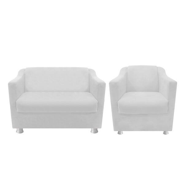 kit Poltrona e Namoradeira Tilla Corano Branco - STS Móveis - 1