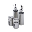 Ver imagem 2 de Conjunto 5 Peças Galheteiro de Aço Inox e Vidro Pointer 17,5cmx9cmx24cm Rojemac