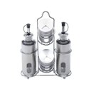 Ver imagem 1 de Conjunto 5 Peças Galheteiro de Aço Inox e Vidro Pointer 17,5cmx9cmx24cm Rojemac