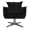 Poltrona com Puff Opala Base Giratória de Metal Suede Preto - Sts Móveis - 3