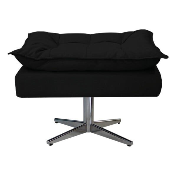 Poltrona com Puff Opala Base Giratória de Metal Suede Preto - Sts Móveis - 4