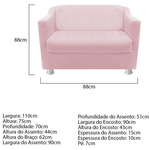 Namoradeira Tilla Corano Rosa Bebê - STS Móveis - 3
