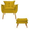 Poltrona com Puff Opala Palito Mel Suede Amarelo - Sts Móveis - 1