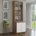 Ver imagem 1 de Kit Balcão + Cristaleira 70cm Rustic/Branco Veludo Lux Madesa 01
