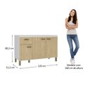 Ver imagem 3 de Balcão para Pia 120cm em MDF 15cm 3 Portas e Uma Gaveta Branco/Amêndoa