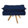 Kit Namoradeira, Poltrona e Puff Opala Base Giratória de Madeira Suede Azul Marinho - STS Móveis - 4