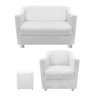 kit Poltrona, Namoradeira Tilla e Puff Dado Suede Branco - STS Móveis - 1