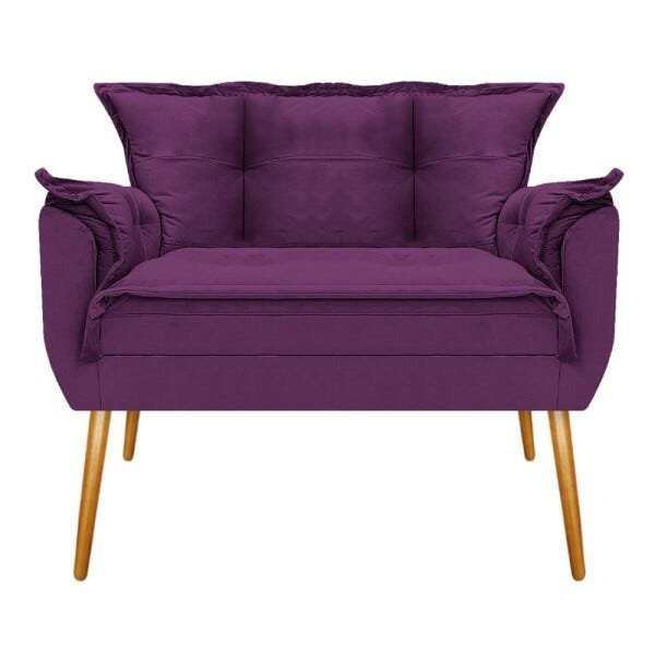Kit Namoradeira e Poltrona Opala Palito Mel Suede Roxo - STS Móveis - 2