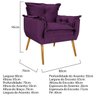 Kit Namoradeira e Poltrona Opala Palito Mel Suede Roxo - STS Móveis - 6