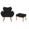 kit Poltrona e Puff Apolo Palito Mel Suede Preto - STS Móveis - 1