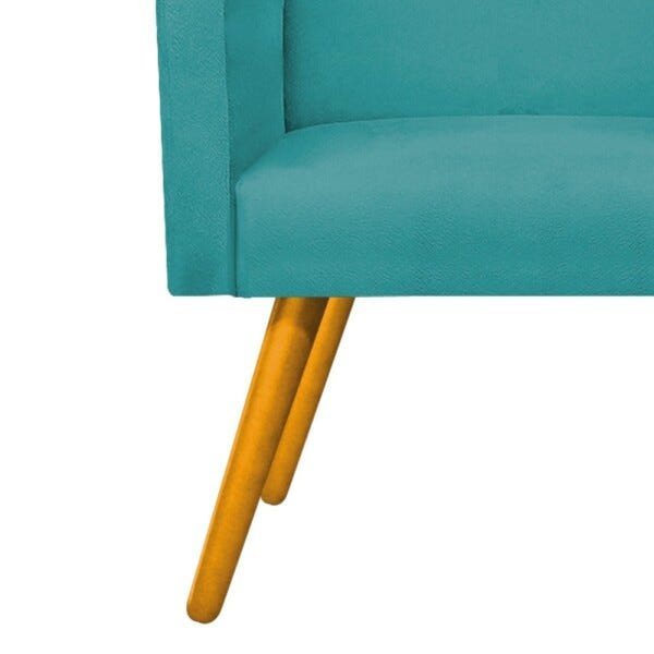 Namoradeira Beatriz Pés Palito Mel Suede Azul Turquesa - STS Móveis - 6