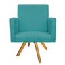 Kit Poltrona Beatriz e Puff Sofia Base Giratória de Madeira Suede Azul Turquesa - STS Móveis - 6