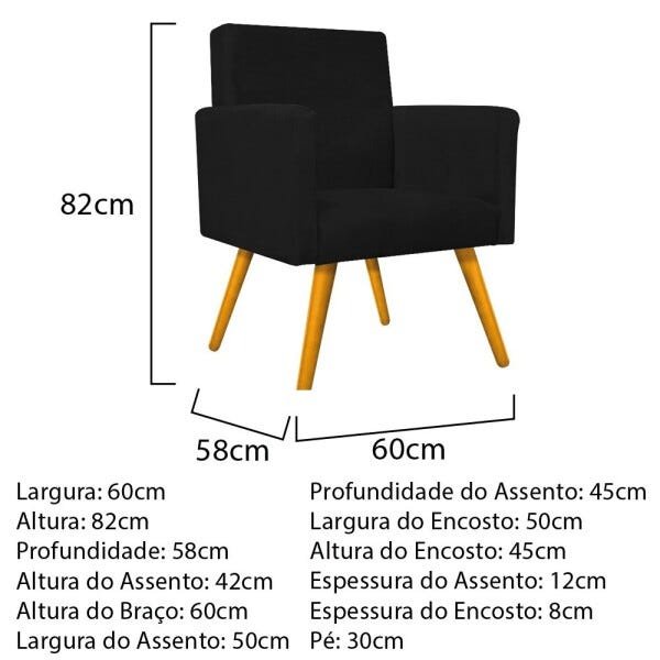 Kit Namoradeira e Poltrona Beatriz Palito Mel Suede Preto - STS Móveis - 4
